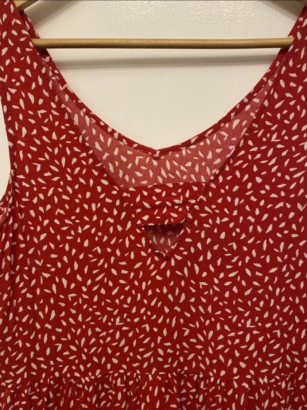 Reitmans Red Mini Dress with White Leaf Print - Picture 6 of 6